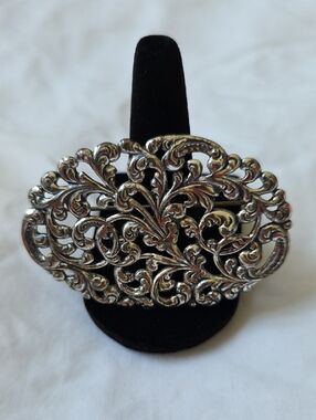 Vintage Michele Sterling Openwork Scroll Granny Brooch